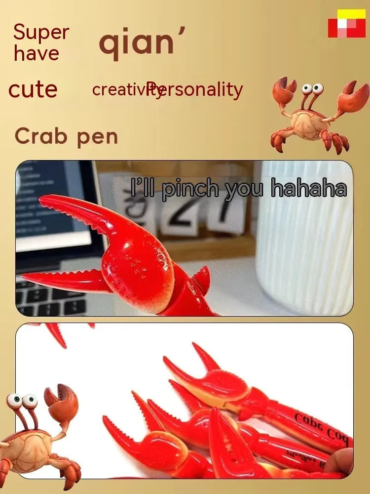 Crab design ballpoint pen with playable pressing can clip mechanism