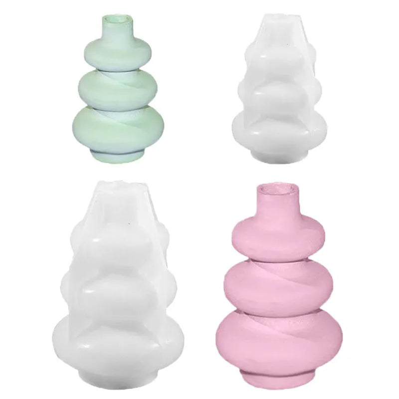 Three layer circle vase silicone baking mould in irregular modern shape