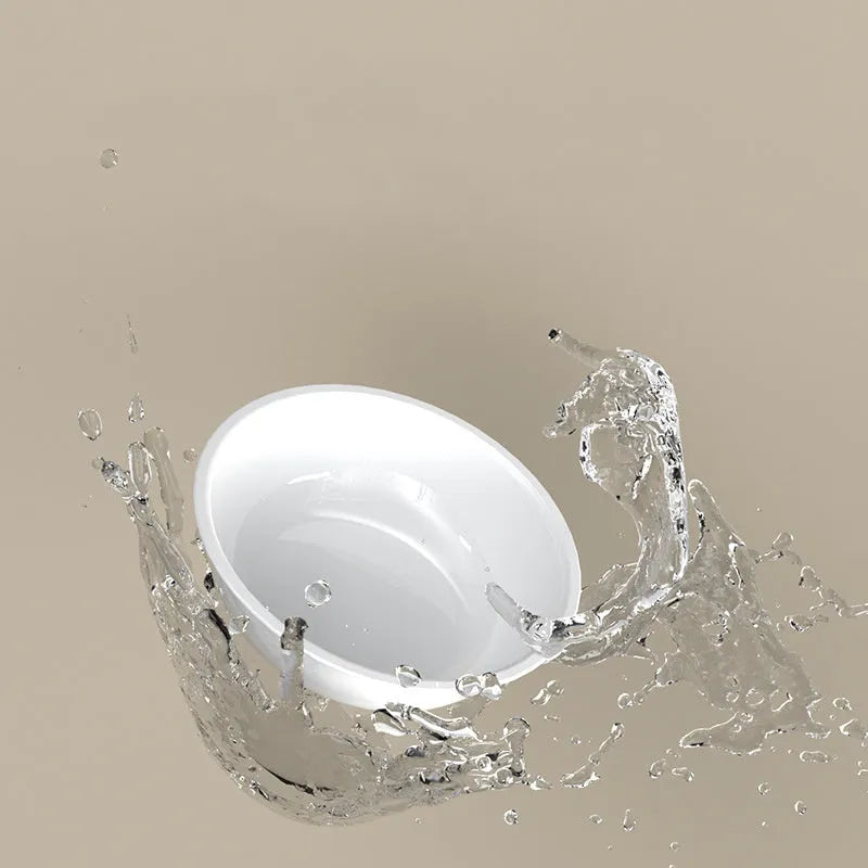 15-degree tilted stainless steel cat bowl with PP base in green colour on a light background