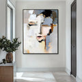 Abstract woman face hand-painted oil painting on canvas, modern black and white vertical wall art