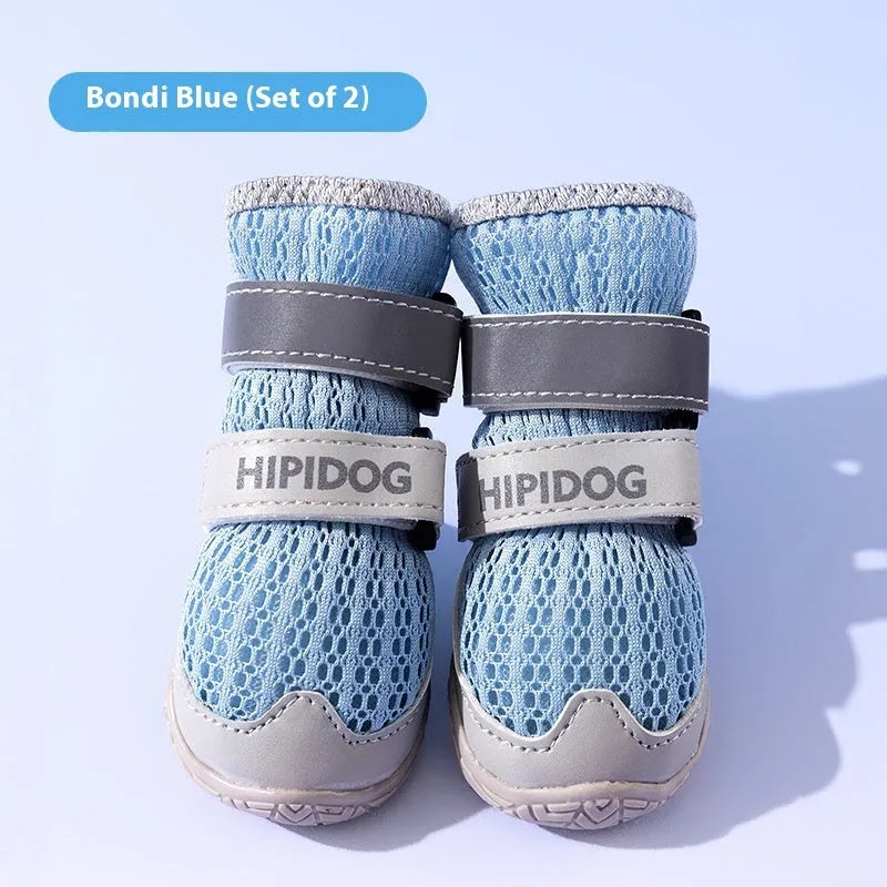 Cartoon style dog shoes in Bondi Blue colour with breathable summer design and anti-scald protection features