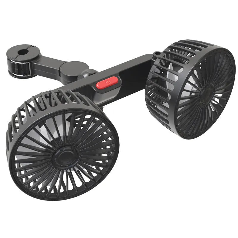 Black car USB rear electric fan with adjustable single head for 12V 24V vehicles