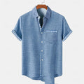 Linen short sleeve shirt with ocean fish pattern in loose fit casual design