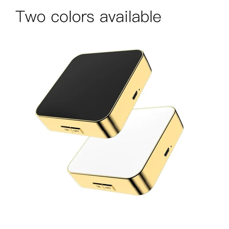 Black and white makeup mirror with magnification and HD mirrors featuring adjustable warm and cold LED lighting