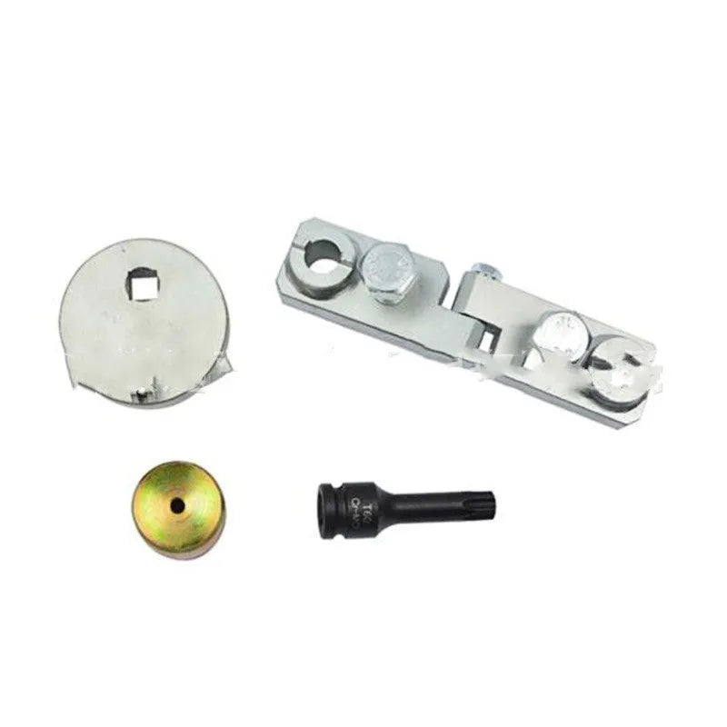 Volvo Land Rover engine timing special tool kit with eight carbon steel pieces for cylinder head alignment.