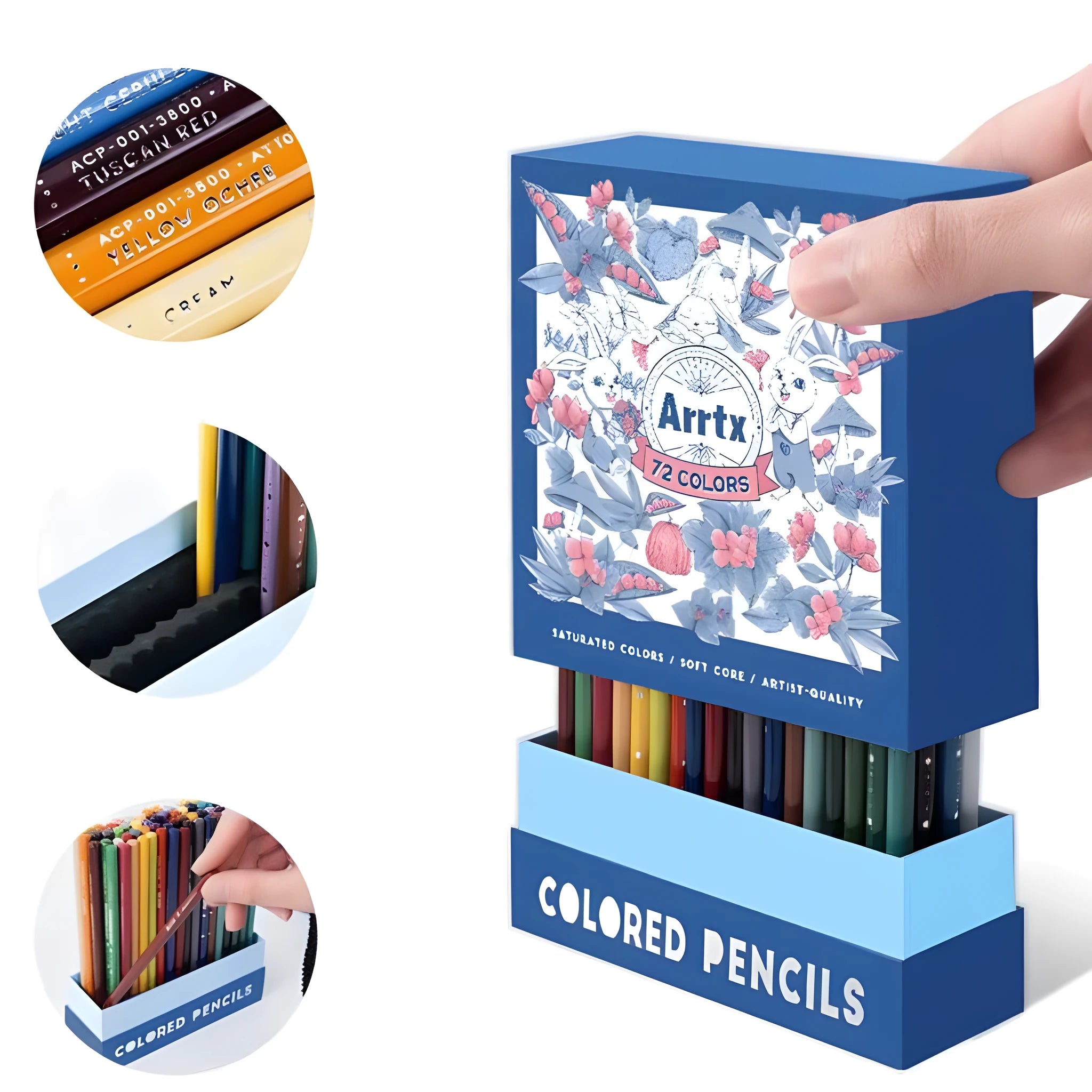 Boxed set of soft core colour pencils with basswood barrels, available in 72 or 126 colours.