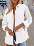 Women's solid colour cardigan sweater in knitted polyester fabric shown in black, white and khaki options