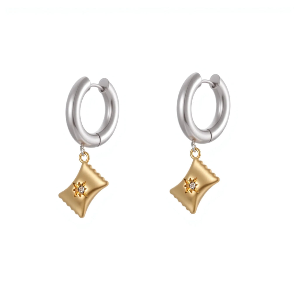 Women's stainless steel Christmas tree heart earrings with 18K gold electroplated finish