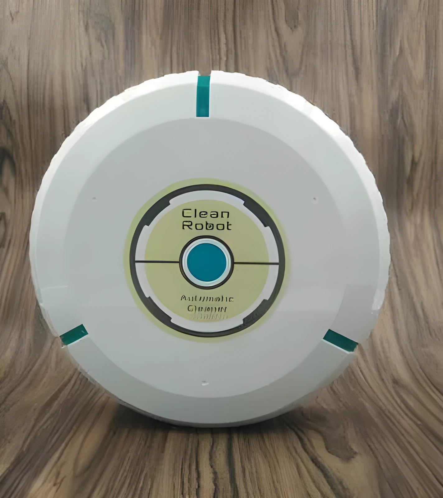 AC Sweeping Robot automatic vacuum cleaner in black or white on a wooden floor.