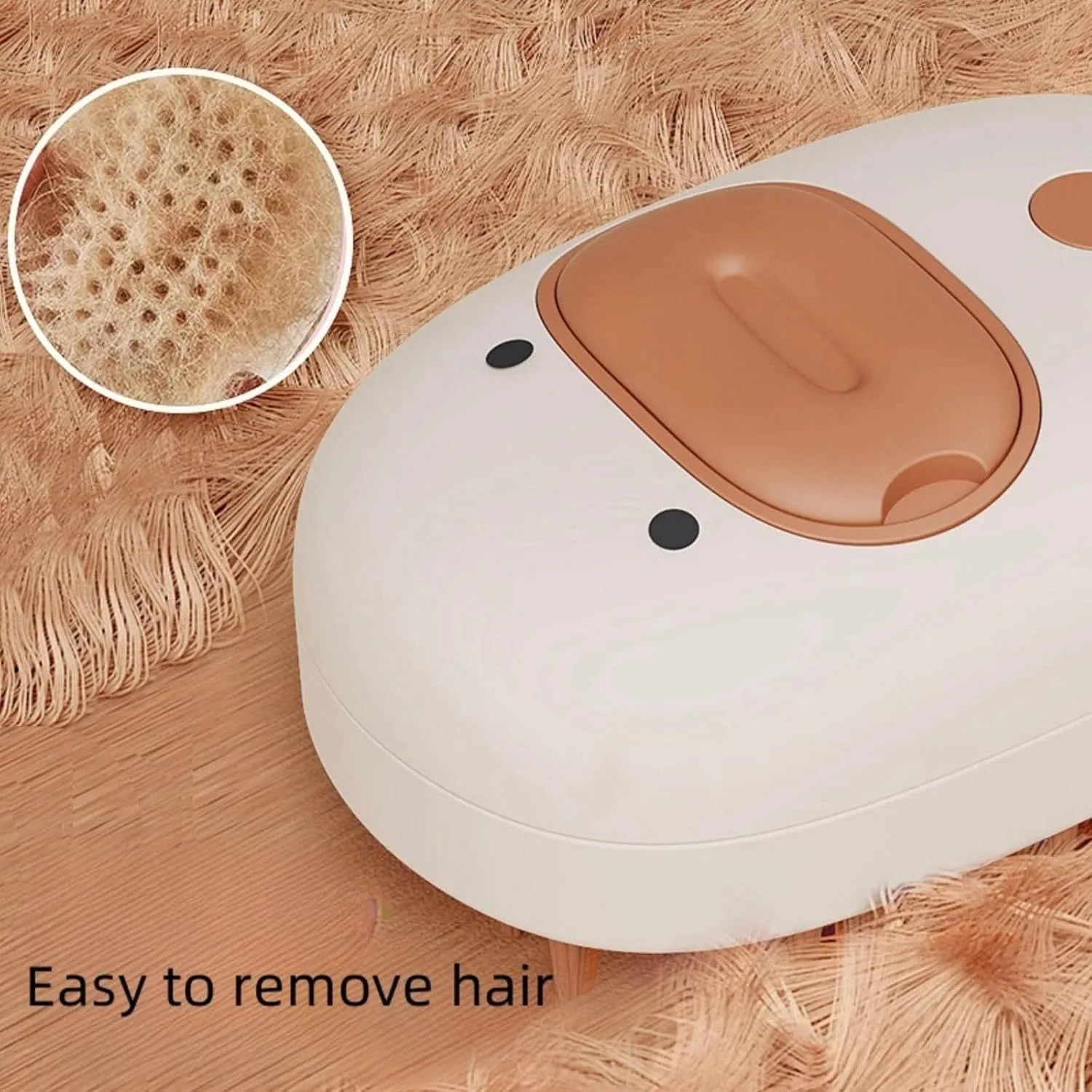 White or yellow rechargeable pet steam brush with rubber comb teeth and water tank.