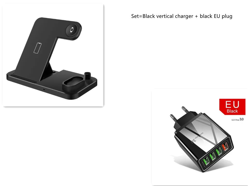 4-in-1 wireless charging station with adjustable magnetic stand for phone and Apple Watch
