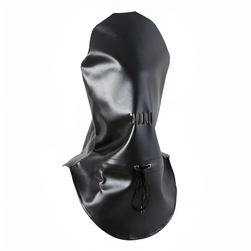 Black PU leather breathable bondage mask with an adjustable strap