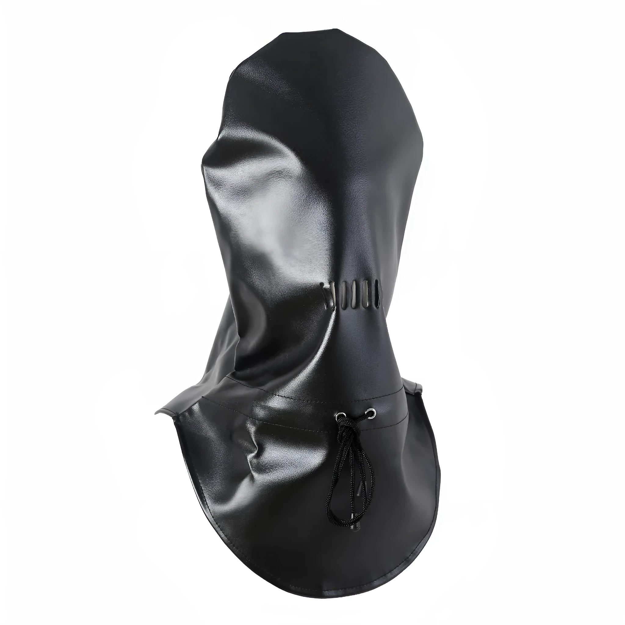 Black PU leather breathable bondage mask with an adjustable strap