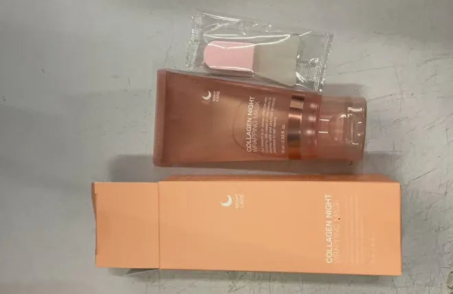 75ml bottle of collagen overnight face mask with application brush for firming and hydrating skin care