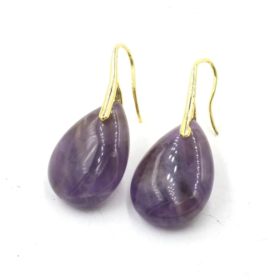 Geometric water drop crystal earrings with electroplated metal fittings in multiple colour options