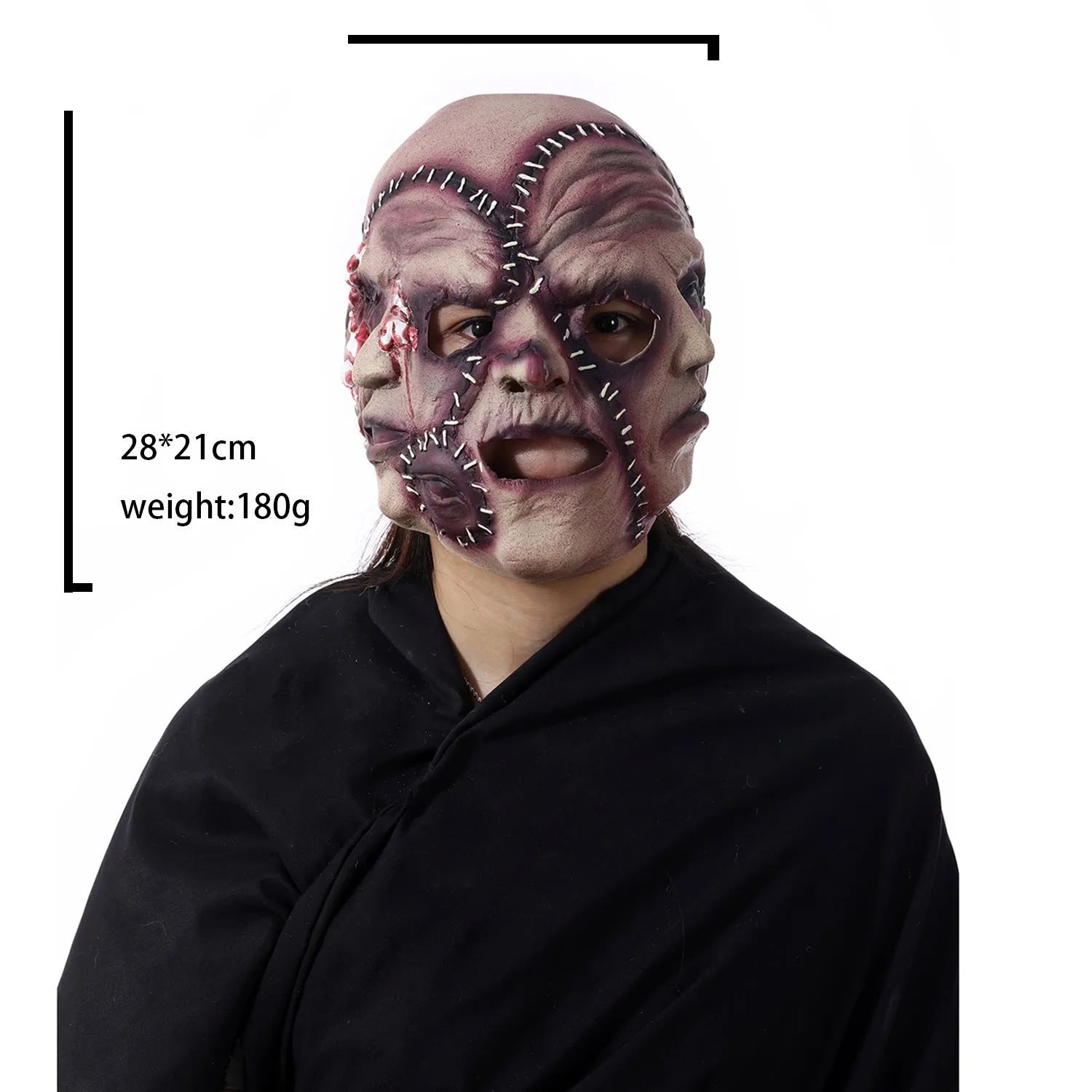 Halloween three-sided grimace horror mask made of natural latex for adults
