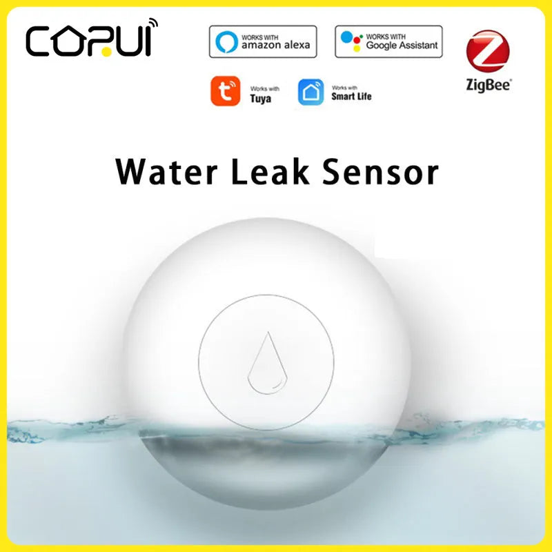 Wireless Zigbee water sensor with white PC housing measuring 50mm by 17mm
