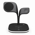 3-in-1 wireless charger stand for phone watch headphone in black on desk