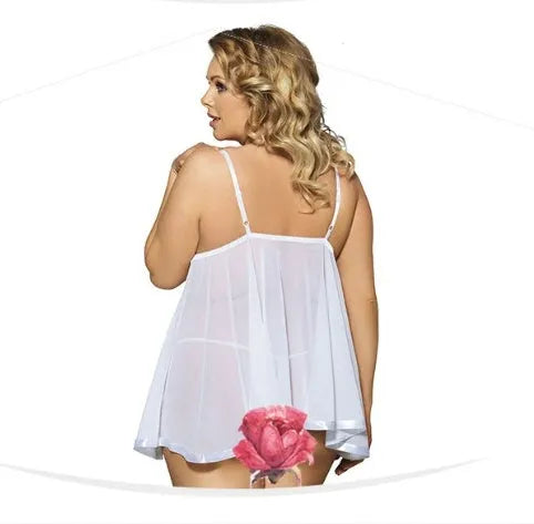 Women's purple lace and mesh sleepdress lingerie in size 6XL.