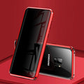 Black anti-peeping magnetic clamshell phone case for Samsung Galaxy smartphones shown closed.