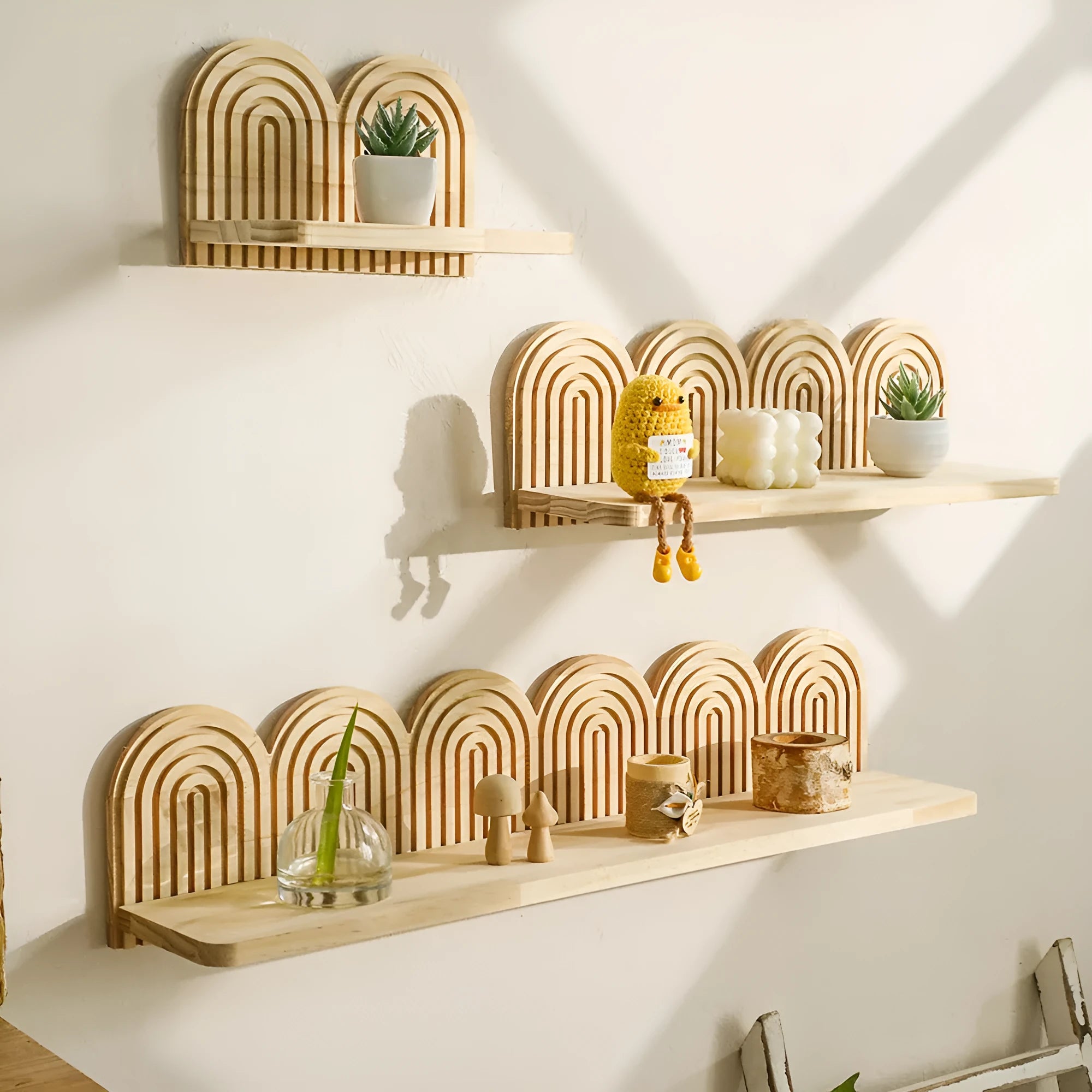 Multi-layer creative solid wood wall flower pot storage rack for home decoration with several tiers