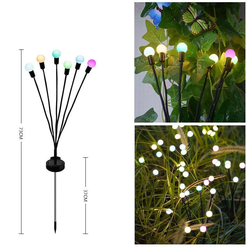 Solar-powered LED ground spike garden light with multiple head cluster options