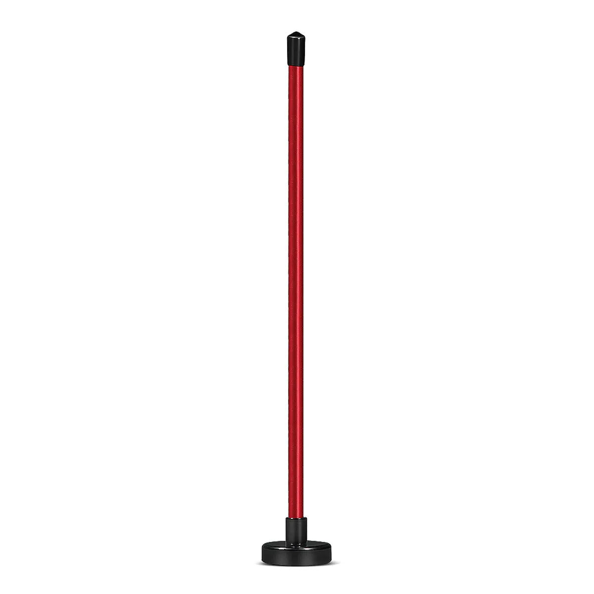 Red and blue aluminium alloy golf swing trainer with magnetic direction bar.