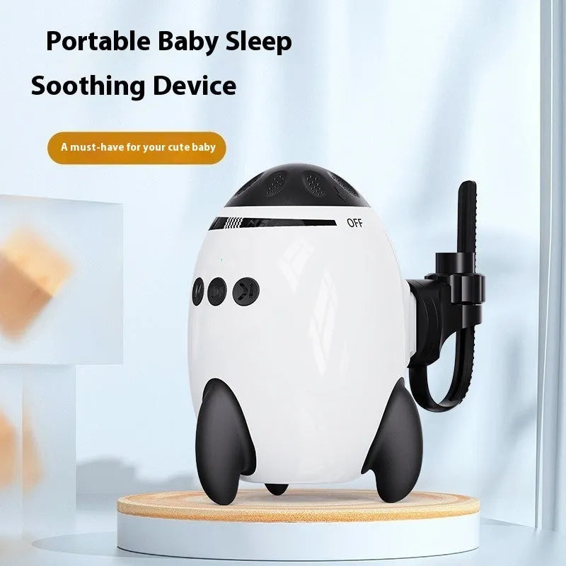 White baby sleep comforter device with automatic shaking and Bluetooth functions for infants