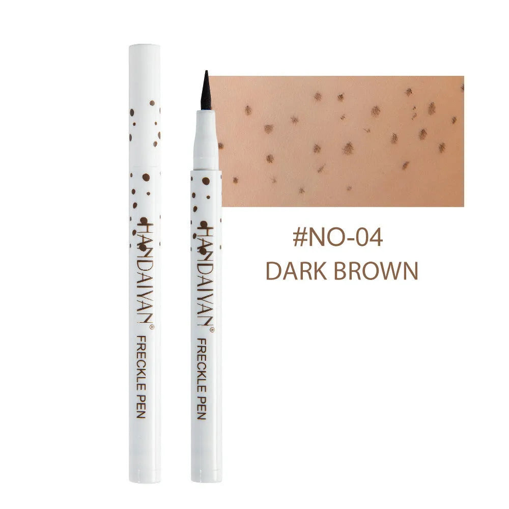 Dark brown waterproof freckle pen with precision tip for makeup application.