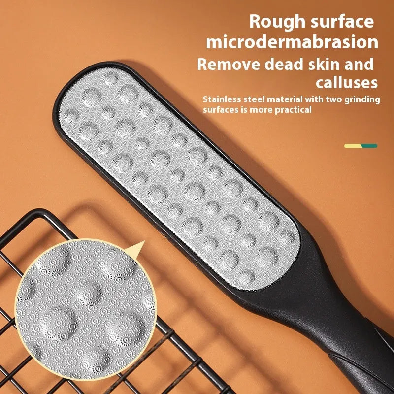Foot grinder tool with stainless steel sandpaper filing surface and foot gear pads for callus removal