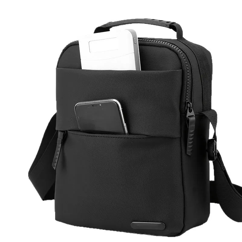 Men's waterproof crossbody bag in army green with PU leather exterior and sewing line detail