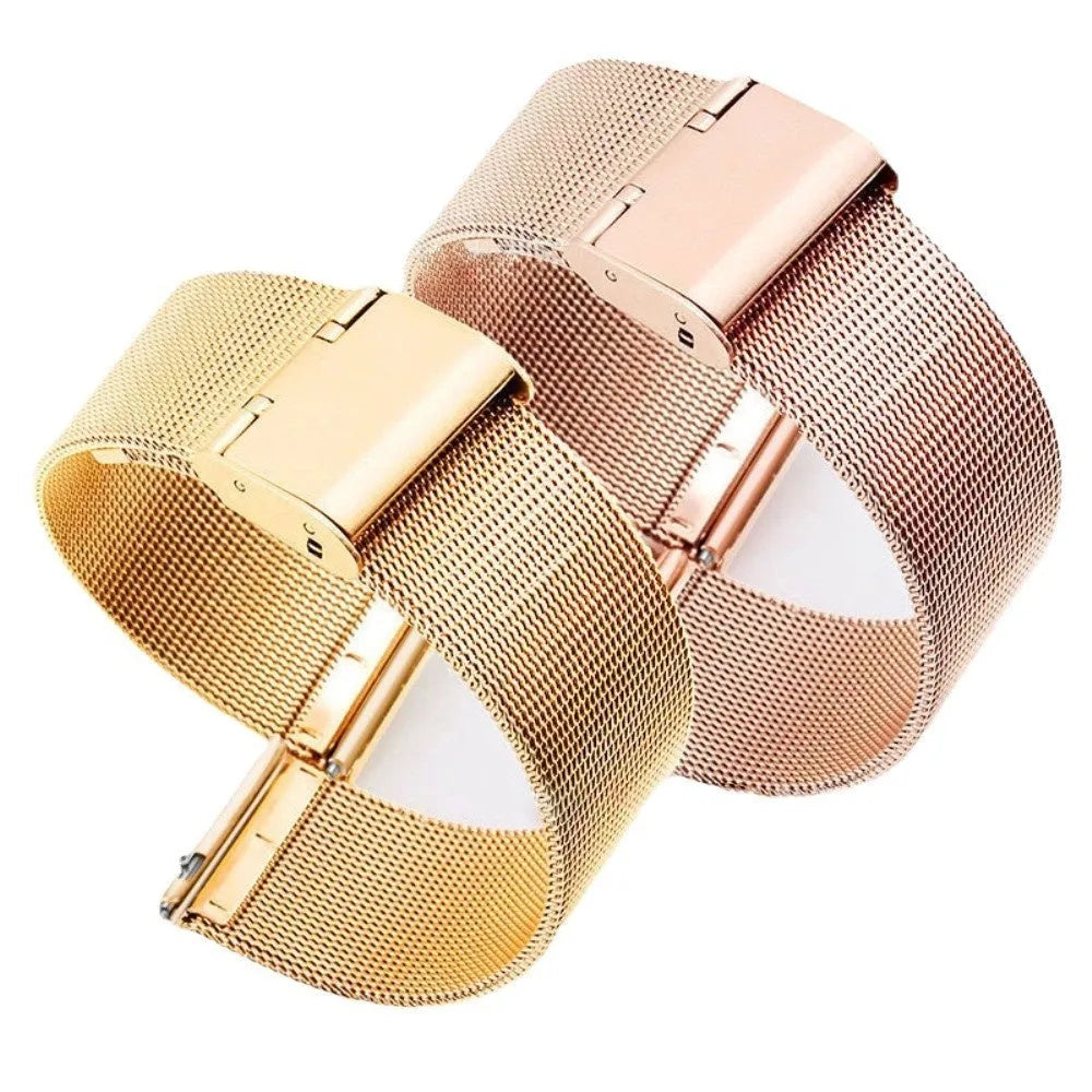 Milani stainless steel watch band with woven silk-style texture in silver, black, rose gold, or gold colour