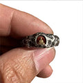 Hand-forged copper grotto Buddha ring with rock texture surface in size 8