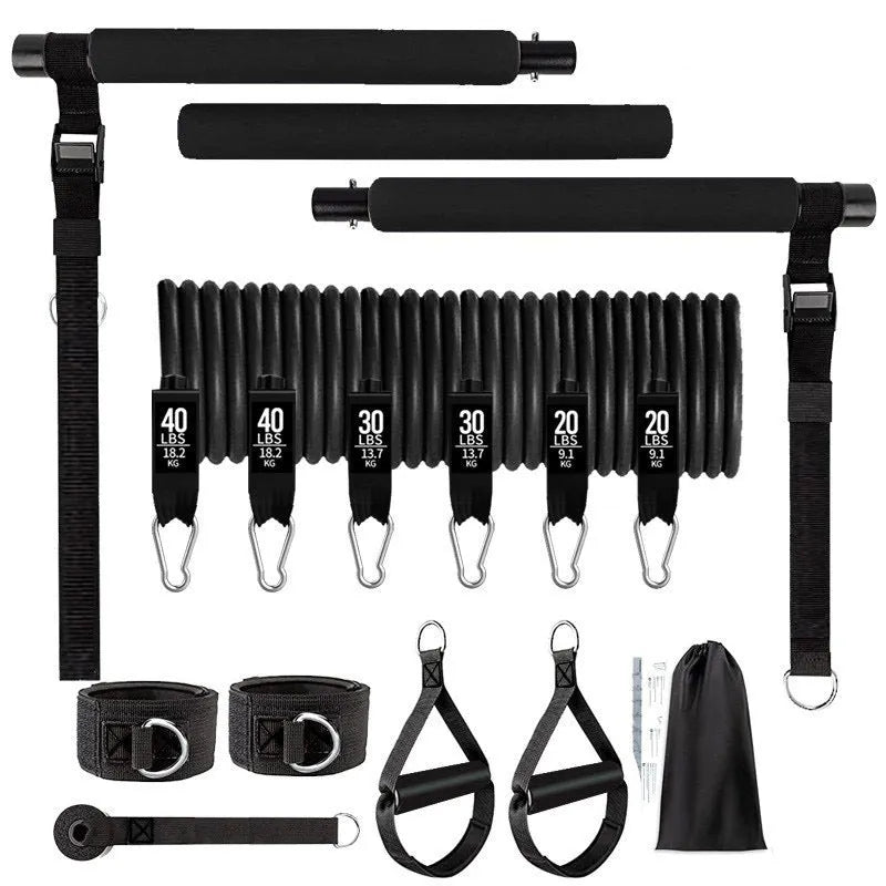 180 pounds yoga gymnastic bar resistance band set in black or pink TPE material options