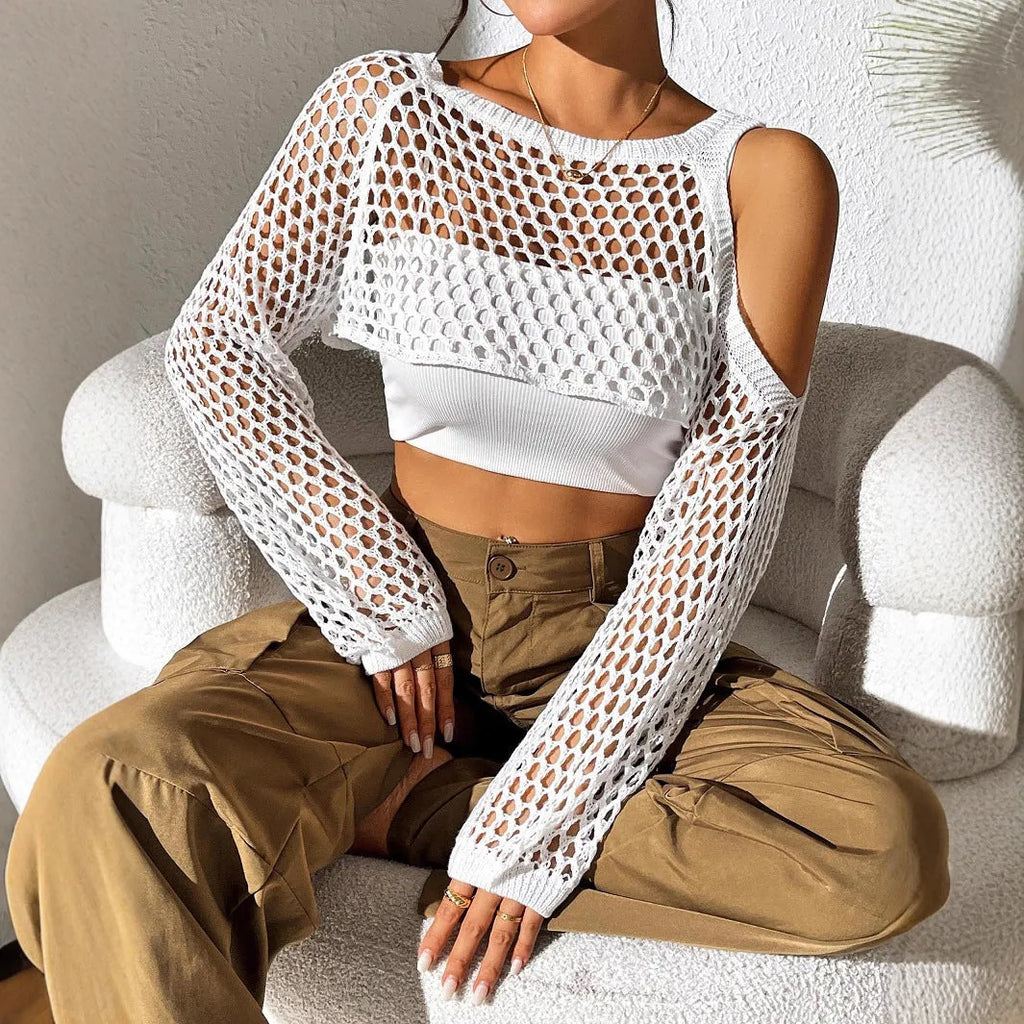 Couples beach mesh shirt with hollowed navel design in various colours