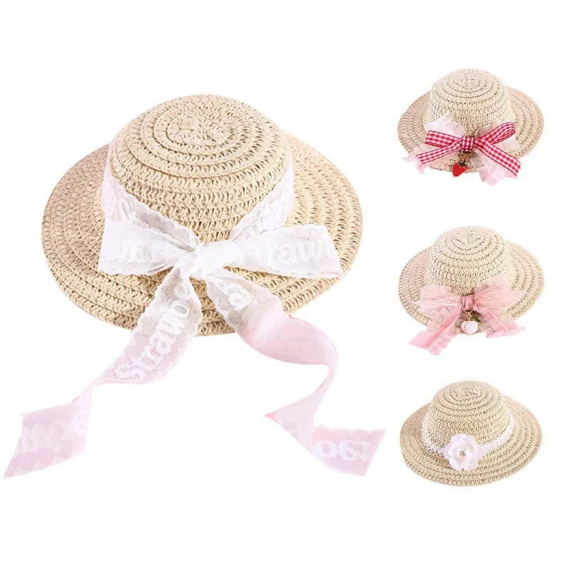 Handmade adjustable bowknot pet hat for dogs and cats in paper material with cartoon design