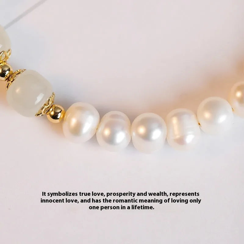 Natural freshwater pearl bracelet with diamond-shaped pearls in Korean style design