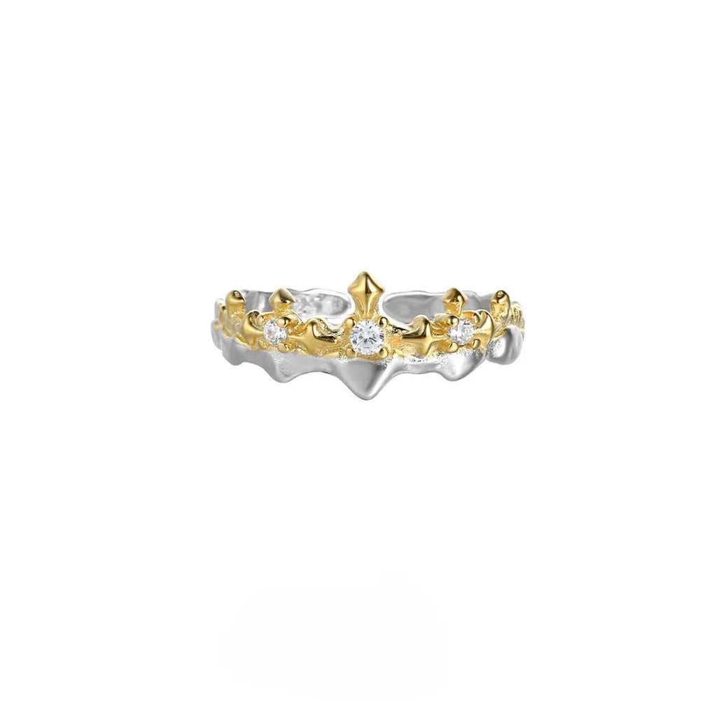 Adjustable opening silver couple ring with electroplated white gold or black gold finish