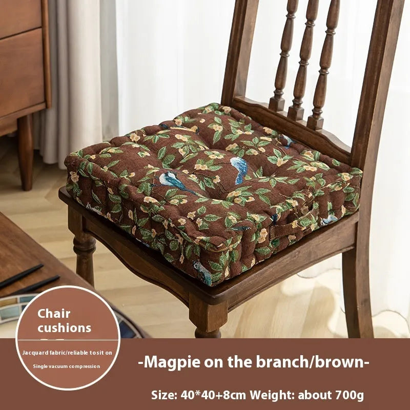 American dining chair back cushion with plant pattern, 40x40x8cm with waist support