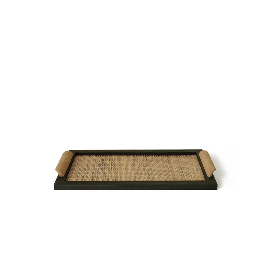 Pine wood dining tray with an integrated storage compartment, shown in large and small size options.