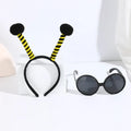 Yellow fabric bees costume headband and matching glasses set for dress up
