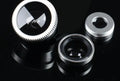 Three-in-one clip-on mobile phone fisheye lens kit with wide-angle and macro lenses, available in multiple colours