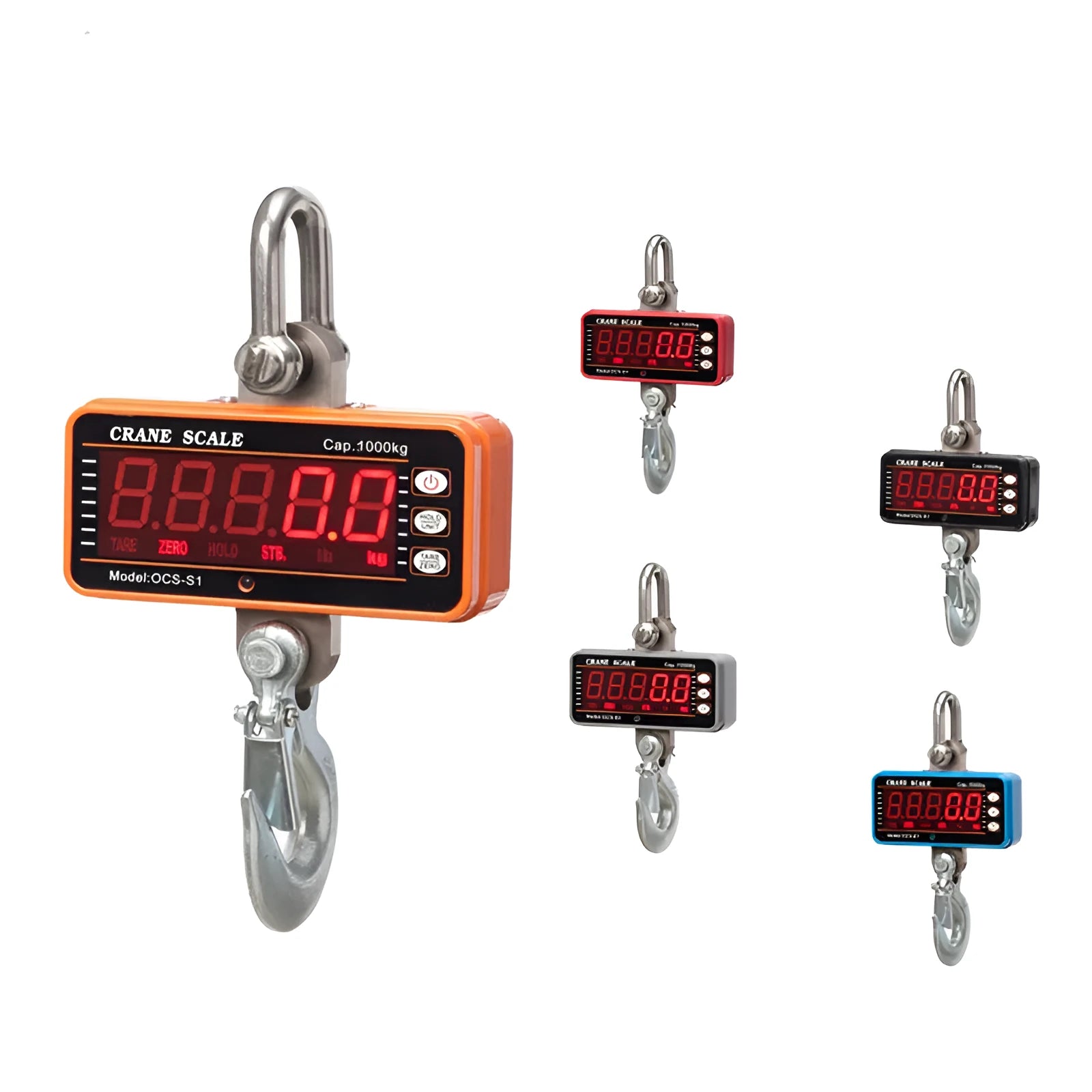 Orange electronic crane scale with digital display for 500kg capacity weighing
