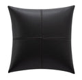 Soft cowhide leather pillow cover in a solid colour, shown in a Nordic-style room setting.