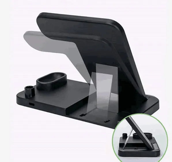 4-in-1 wireless charging station with adjustable magnetic stand for phone and Apple Watch