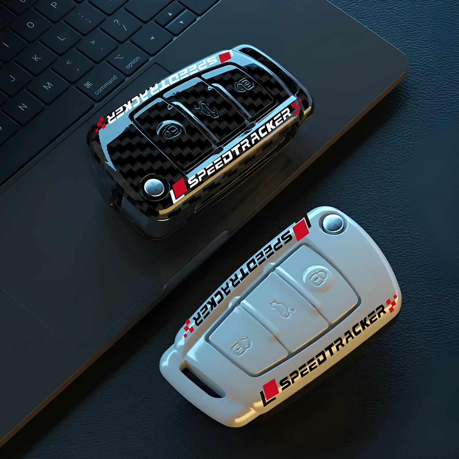 Carbon fibre style car key cover mirror finish protection feilin material white carbon colour