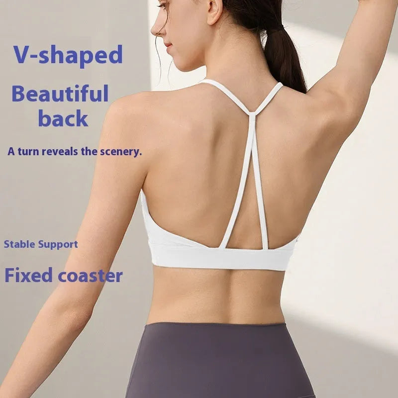 Women's nylon sports vest in sunshine desert colour with fixed double shoulder straps for running and yoga.