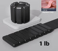 Adjustable silicone wrist weight bracelet with Velcro fastening in black, blue, gray, or pink