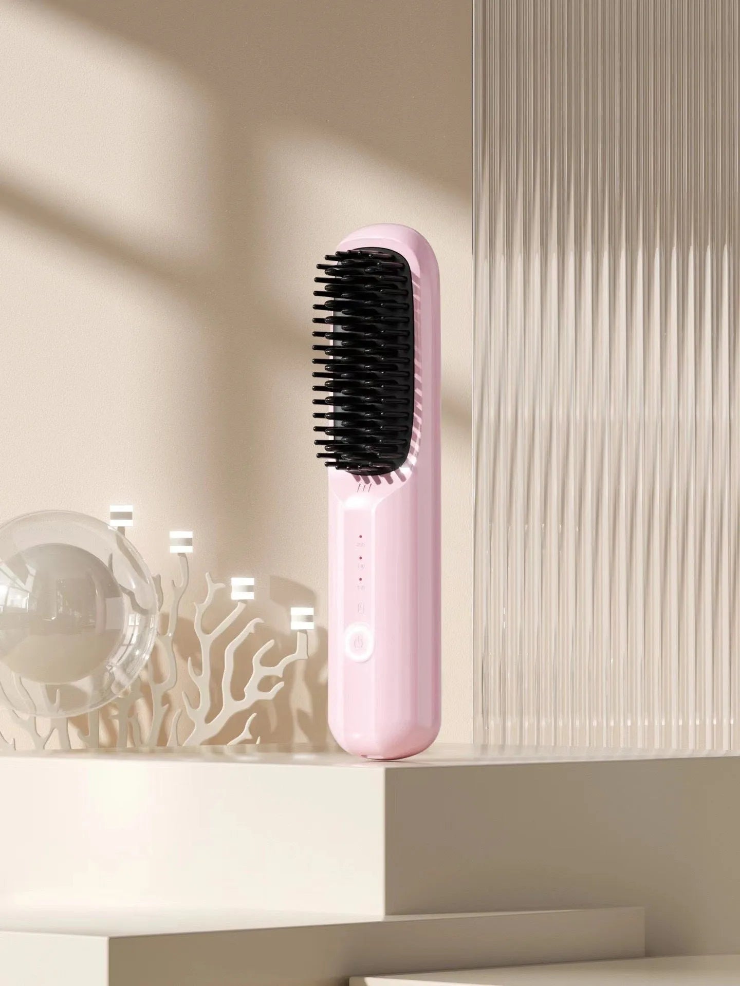 Anion wireless straight comb in beige, black, pink, or purple with Type-C charging port