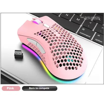 BM600 hollow out luminous wireless mouse in black, cyan or white colours with illuminated design